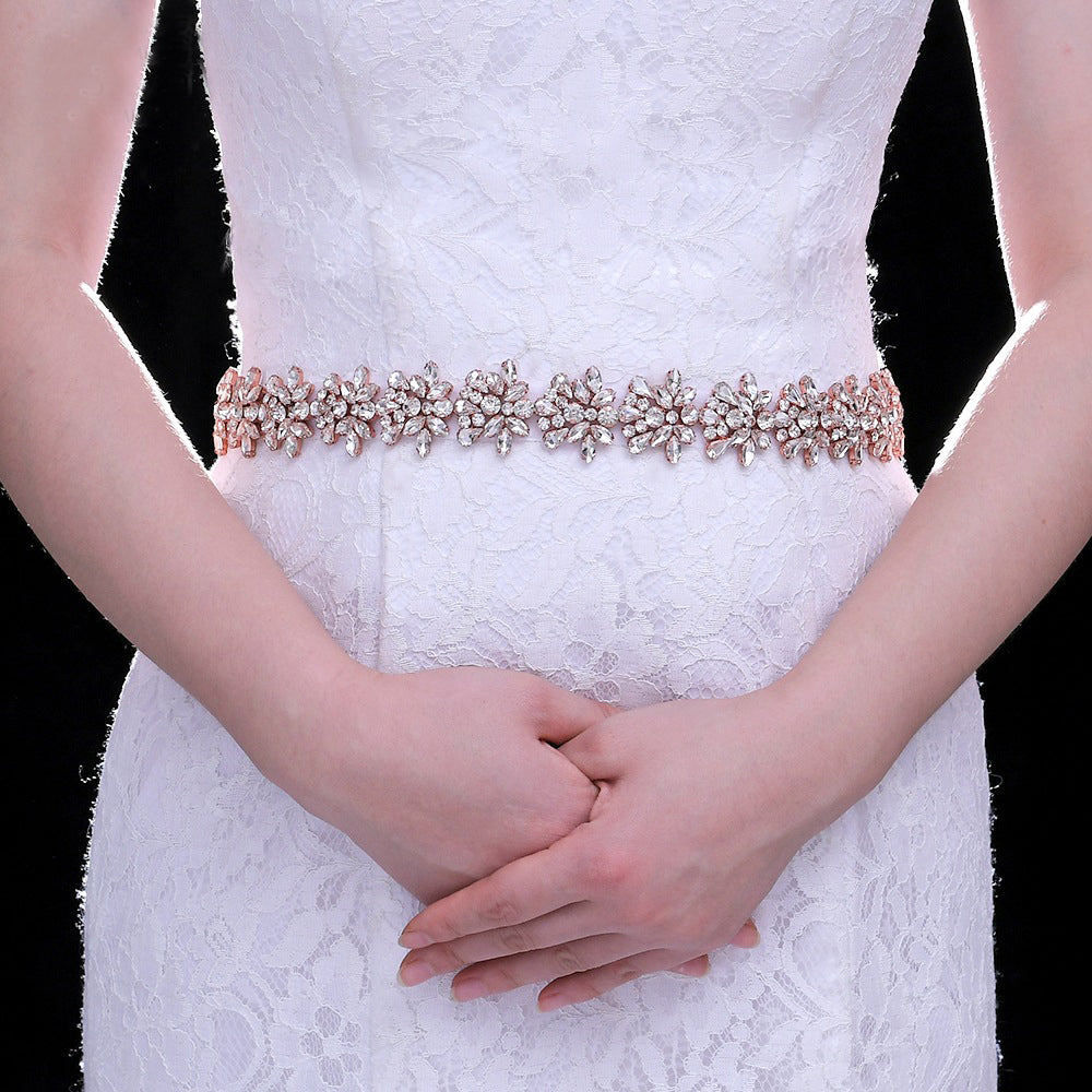 Rhinestone bridal belts with ribbon beads sash