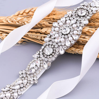 Beaded bridal sash crystal wedding belt sash