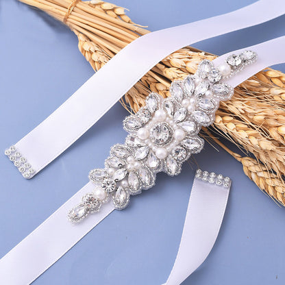 Silver crystal pearls bridal belt