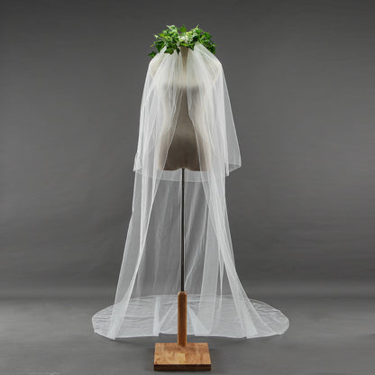 Two tier chapel length bridal veil