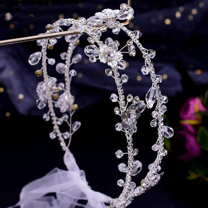 Dainty rhinestones floral crystal leaves hair vine