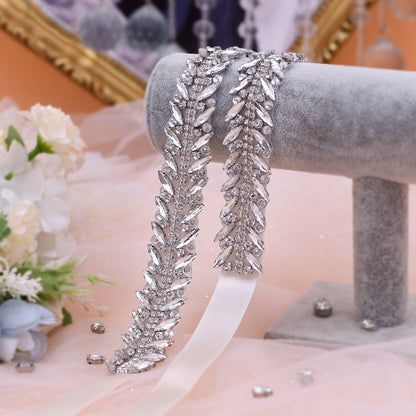 Silve Rhinestone Wedding Belt for Wedding Dresses – MakerryBridal