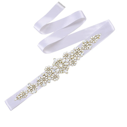 Beautiful crystal embellished bridal belt on ribbon sash