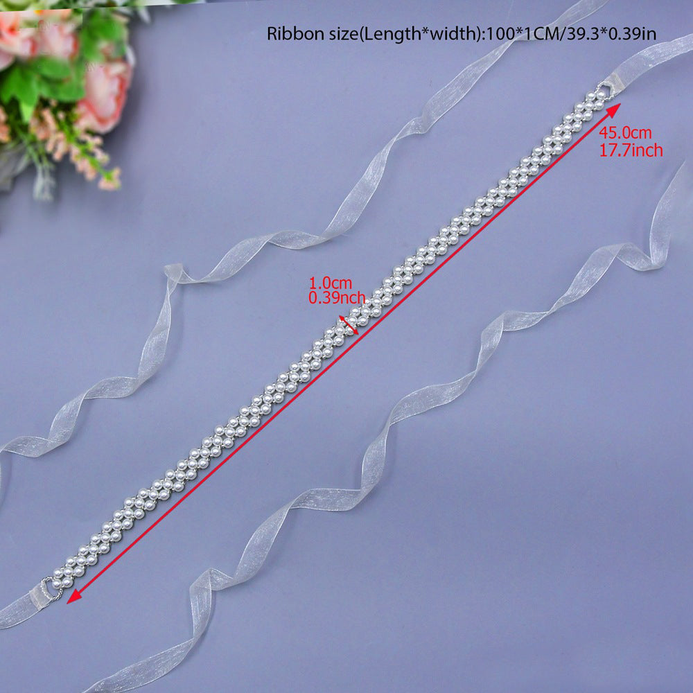 Exquisite pearls satin bridal sash