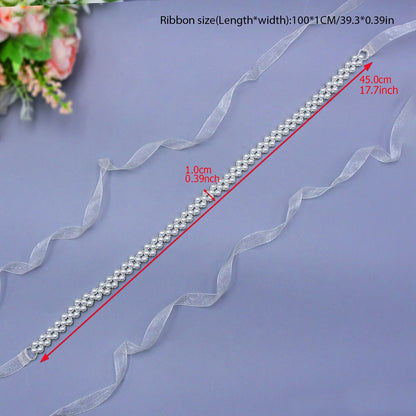 Exquisite pearls satin bridal sash