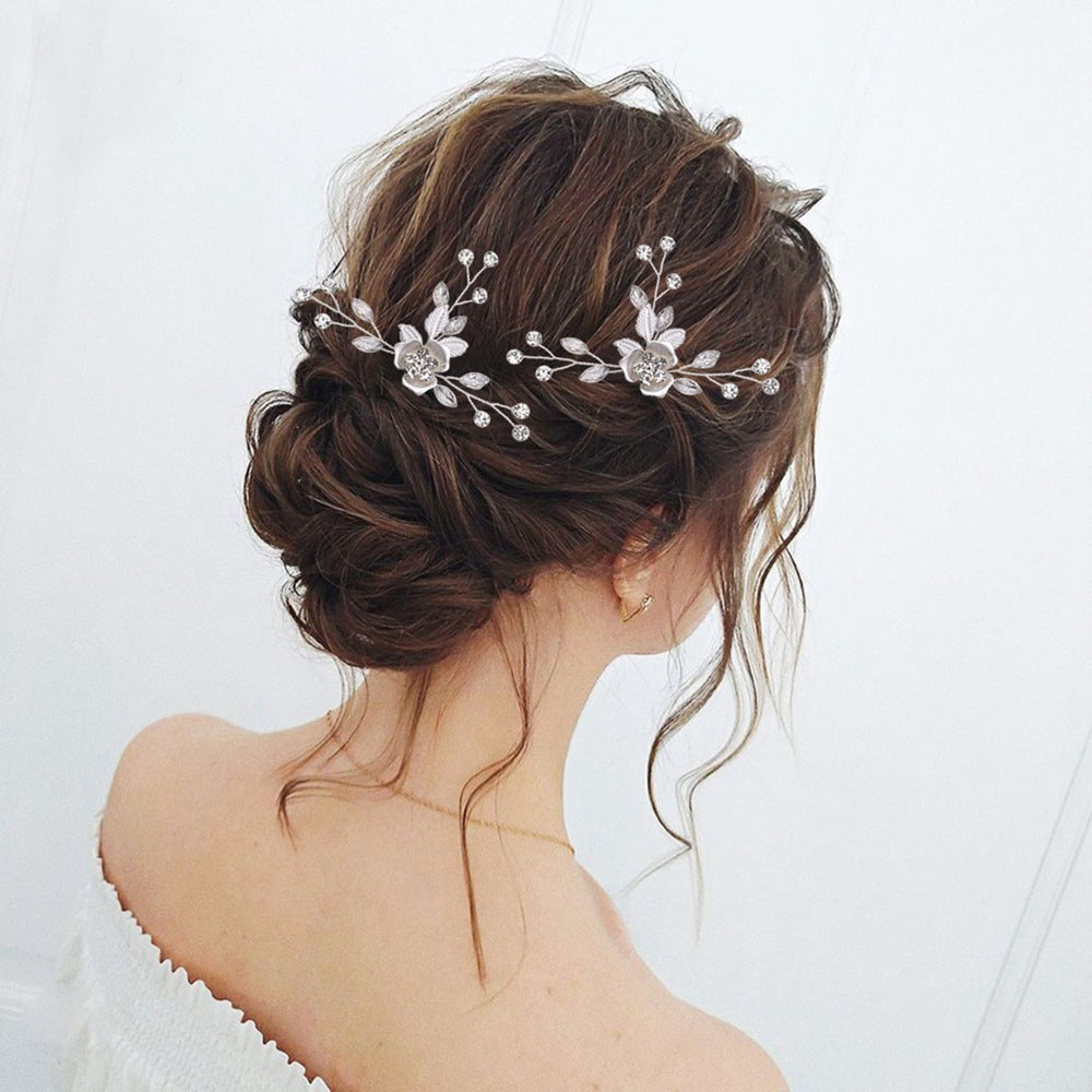 Beautiful floral silver wedding hair comb with head pin