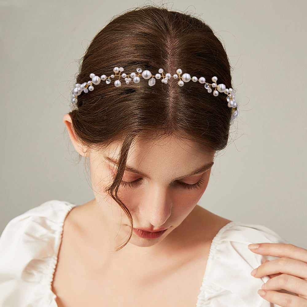 Dreamlike pearls rhinestones bridal headband