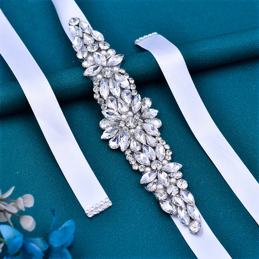 Luxury Sparkly Rhinestones Crystal Applique Wedding Party Dress Belts