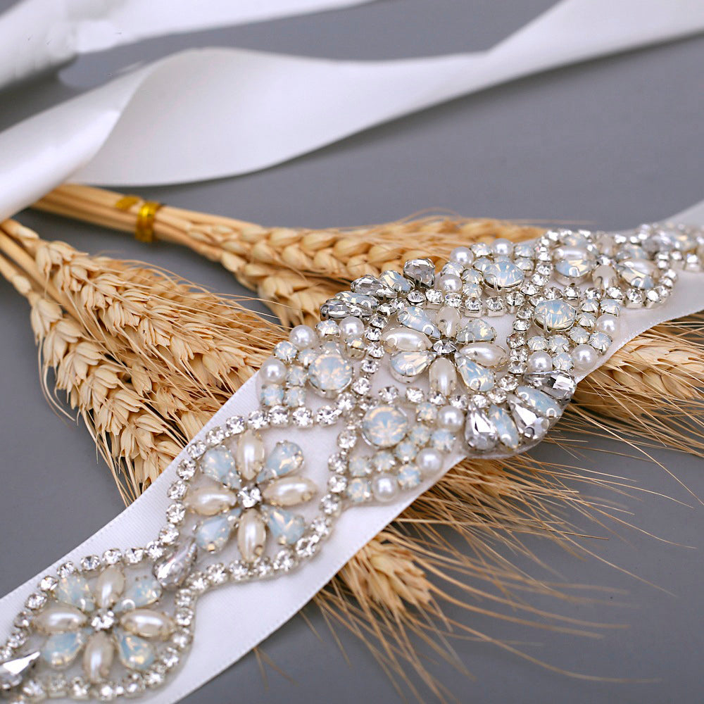 Luxurious crystals pearls bridal sash