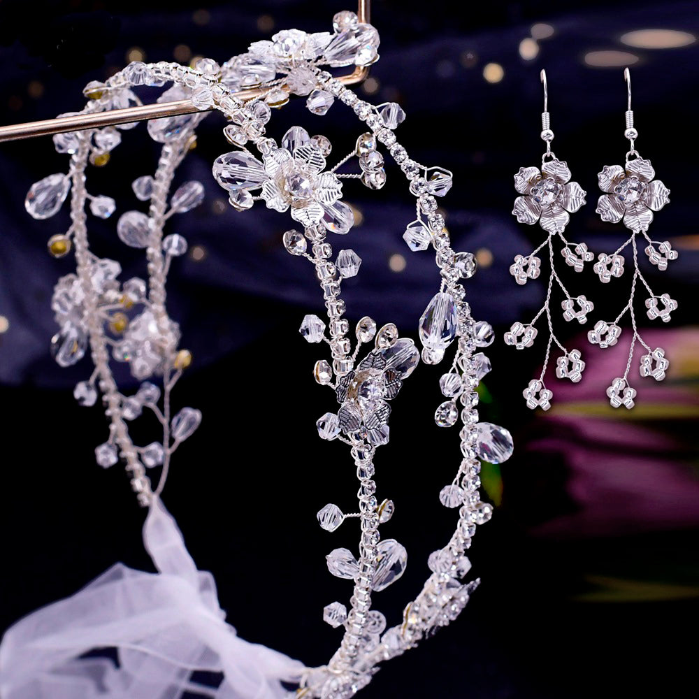 Dainty rhinestones floral crystal leaves hair vine