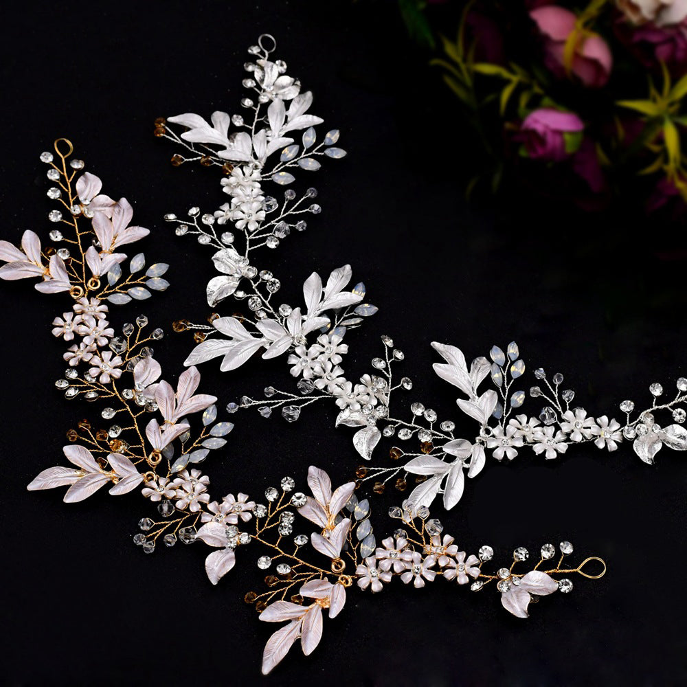 Luxury opal rhinestones flower leaf headpiece